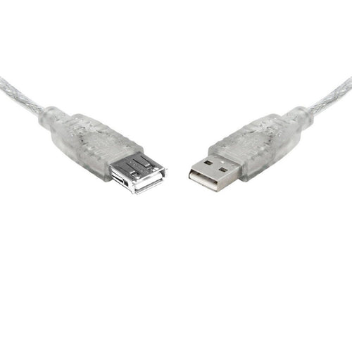 8Ware USB 2.0 Extension Cable 1m - Transparent Metal Sheath 