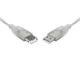 8Ware USB 2.0 Extension Cable 2m | A Male to A Female | Clear Metal Sheath 