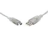 8Ware USB 2.0 Cable 3m A to B 5-pin Mini Transparent Metal Sheath - 8ware UC-2003ABN