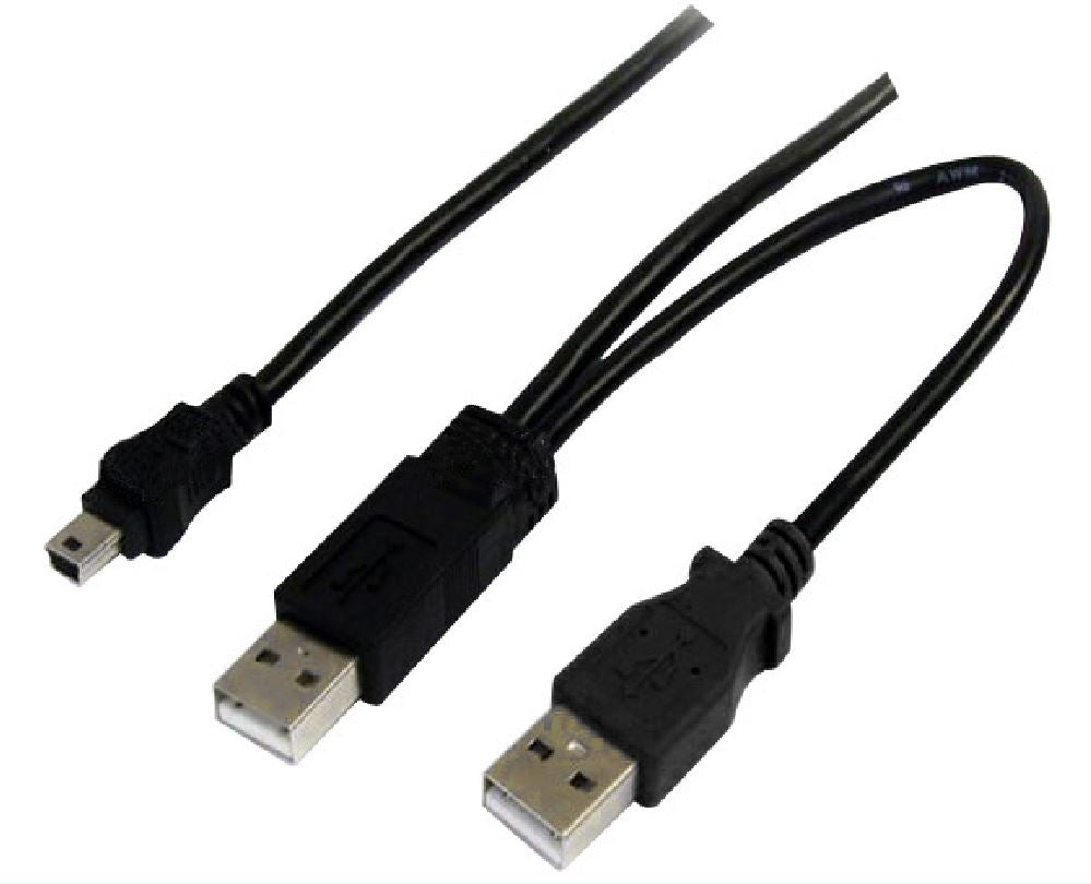 Astrotek USB 2.0 Y Splitter: Type A to Mini B 5-Pin with Power Boost 