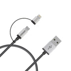 mbeat 2-in-1 Lightning & Micro USB Cable | 1m Braided, Durable, Silver MBEAT