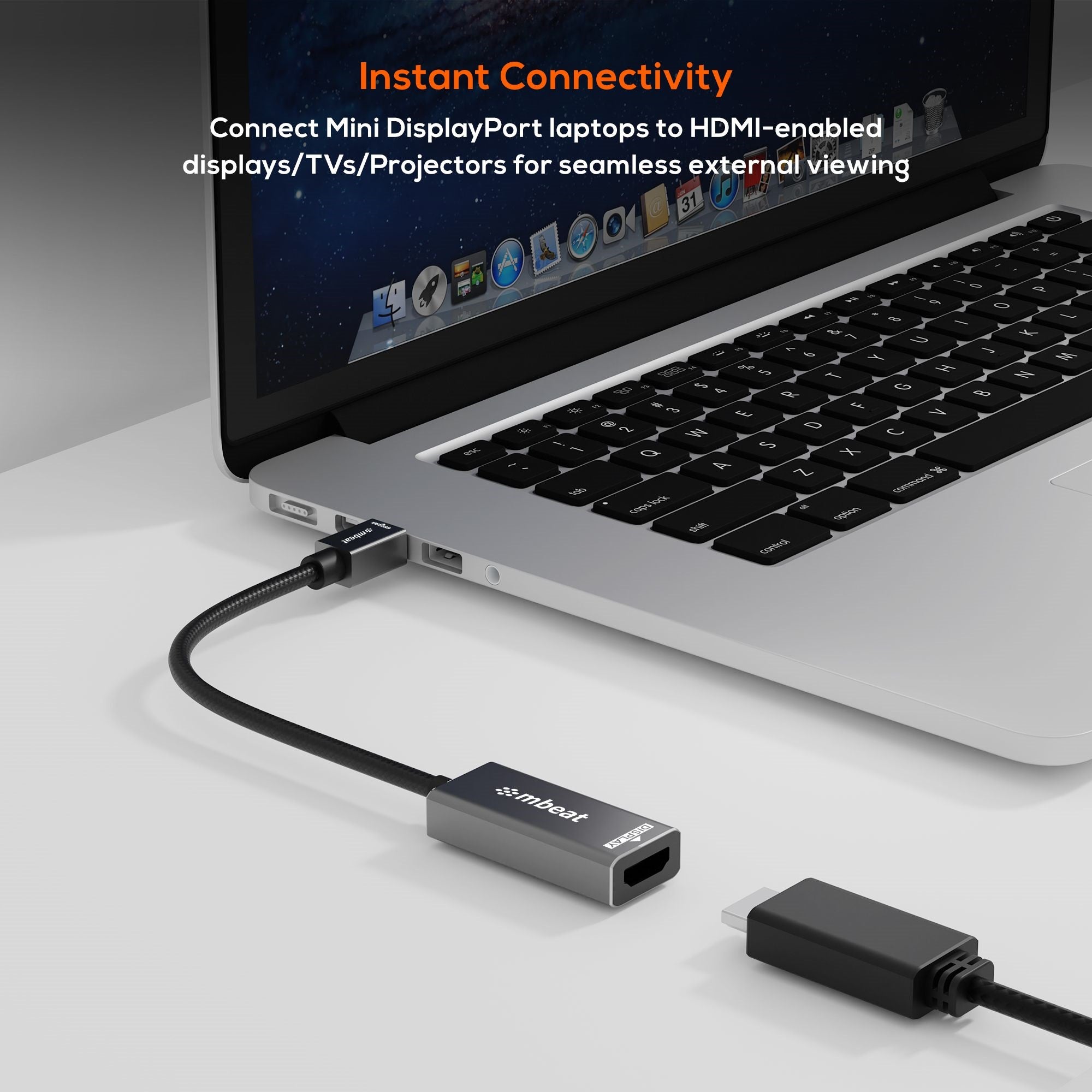 mbeat Tough Link Mini DisplayPort to HDMI Adapter for MacBook, Surface Pro