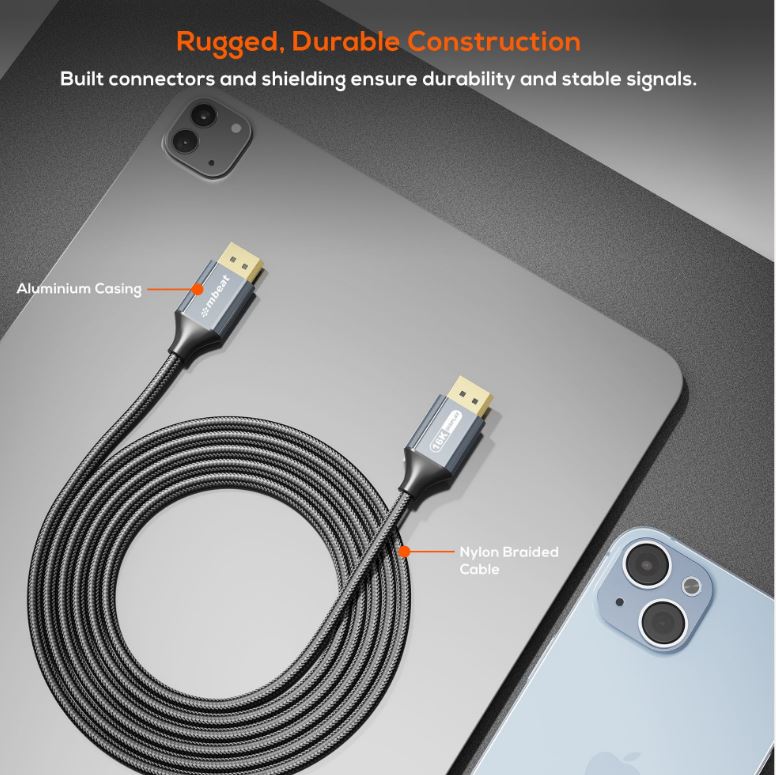 mbeat Tough Link 1.8m DP 2.1 Cable - 16K 40Gbps for Gaming & Pro Use MBEAT