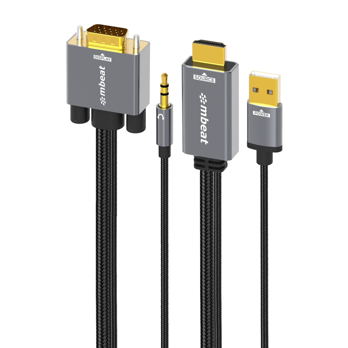 mbeat Tough Link 1.8m HDMI to VGA Cable with Audio & USB Power MBEAT