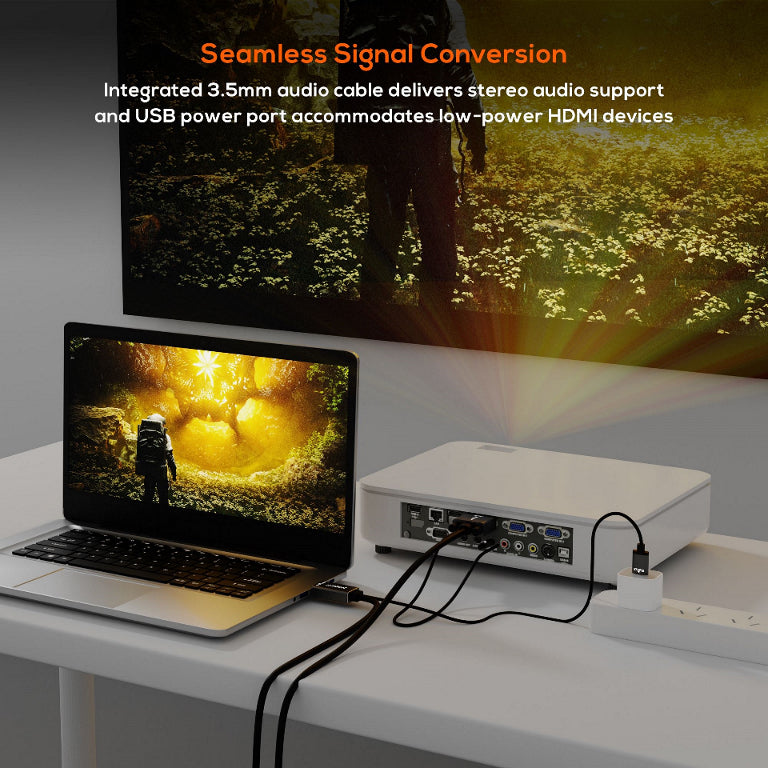 mbeat Tough Link 1.8m HDMI to VGA Cable with Audio & USB Power