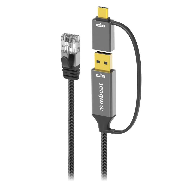 mbeat Tough Link 3m USB/USB-C to RJ45 Gigabit Ethernet Cable MBEAT