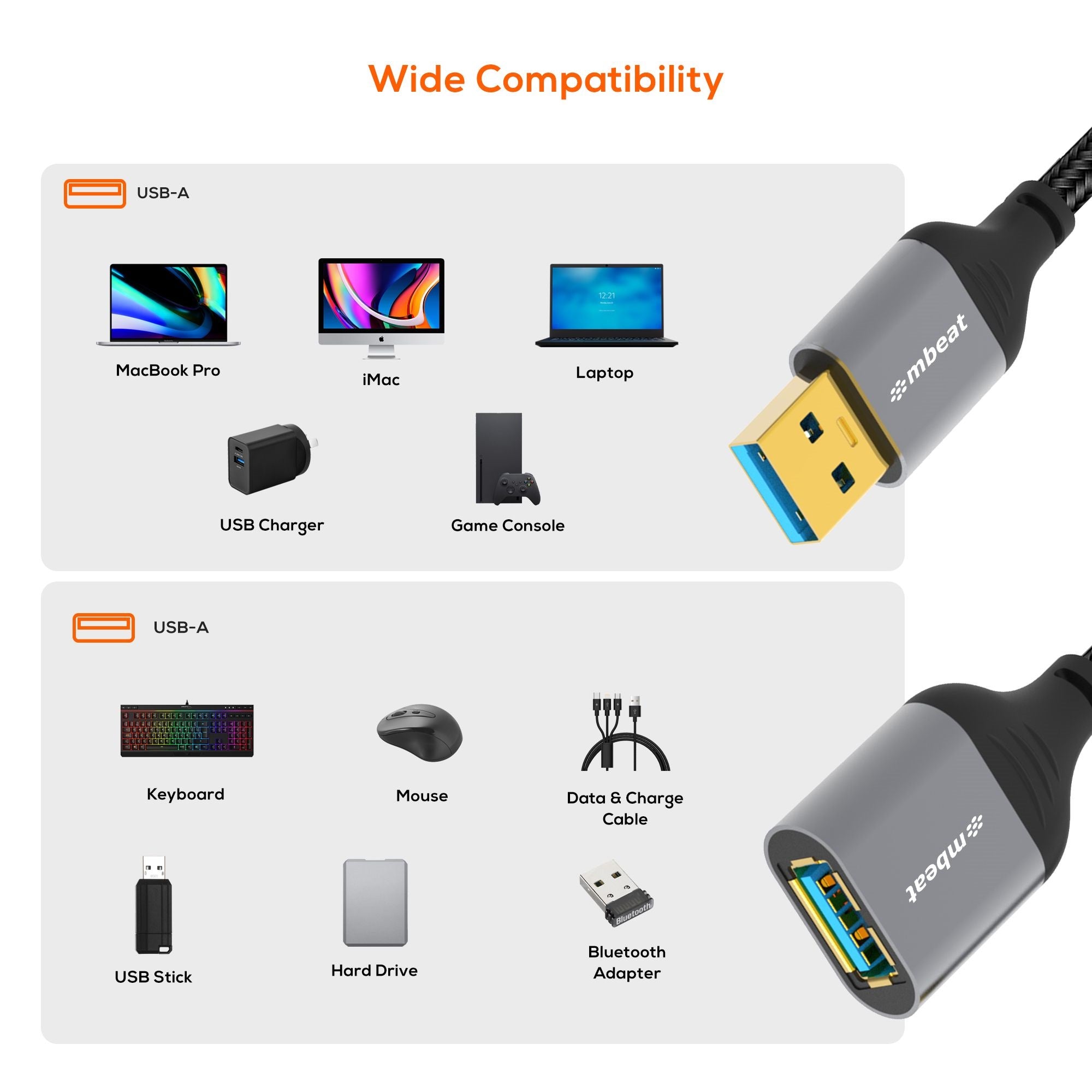 mbeat Tough Link 1.8m High-Speed USB 3.0 Extension Cable 