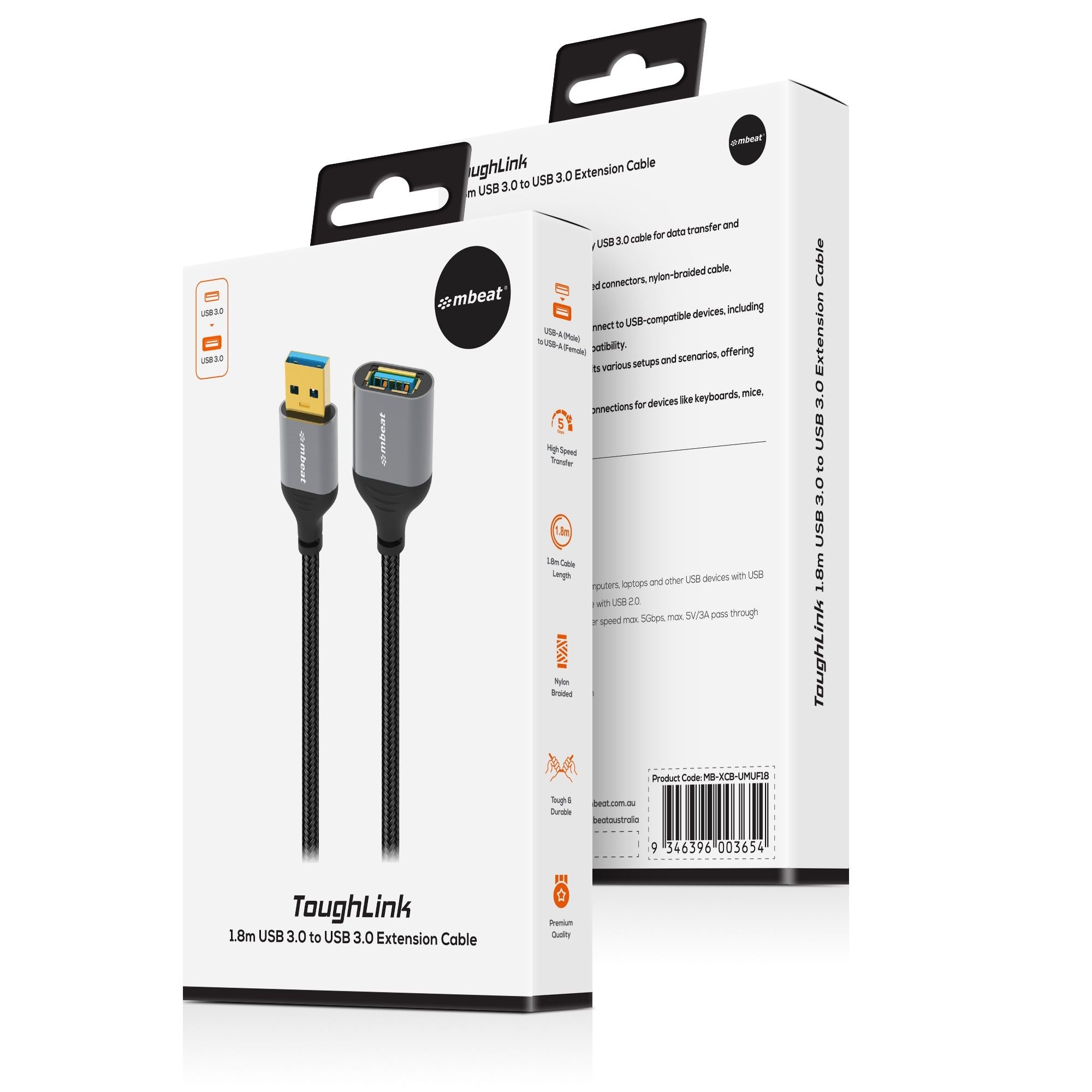 mbeat Tough Link 1.8m High-Speed USB 3.0 Extension Cable 
