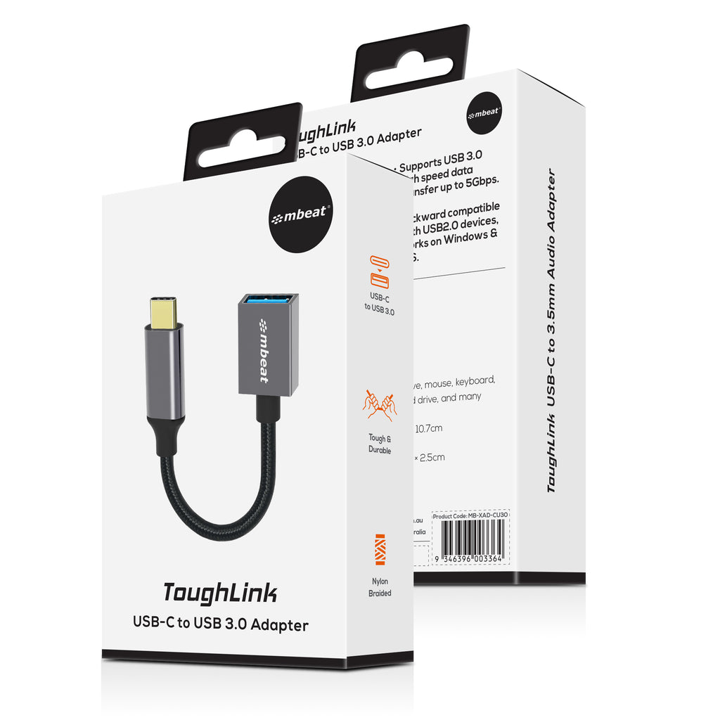 mbeat Tough Link USB-C to USB 3.0 Adapter Cable - Space Grey