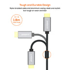 mbeat Tough Link 1.8m Mini DisplayPort to HDMI 4K Cable - Space Grey MBEAT
