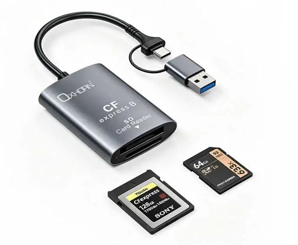 Just You PC Oxhorn USB 3.2 Gen 2 10Gbps CF Express B and SD Card-reader Aluminum USB-C 3.2 USB-A 3.2 lightweig