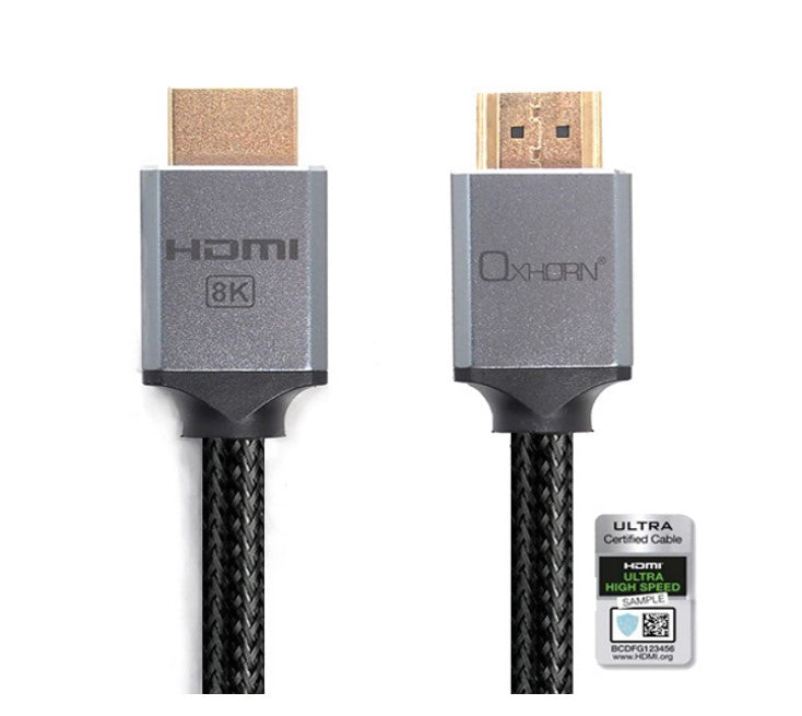 Other Oxhorn HDMI2.1 8K@60Hz 3D Ultra Certified Ethernet Aluminum Header Cable 5m Male to Male Retail Pack CB