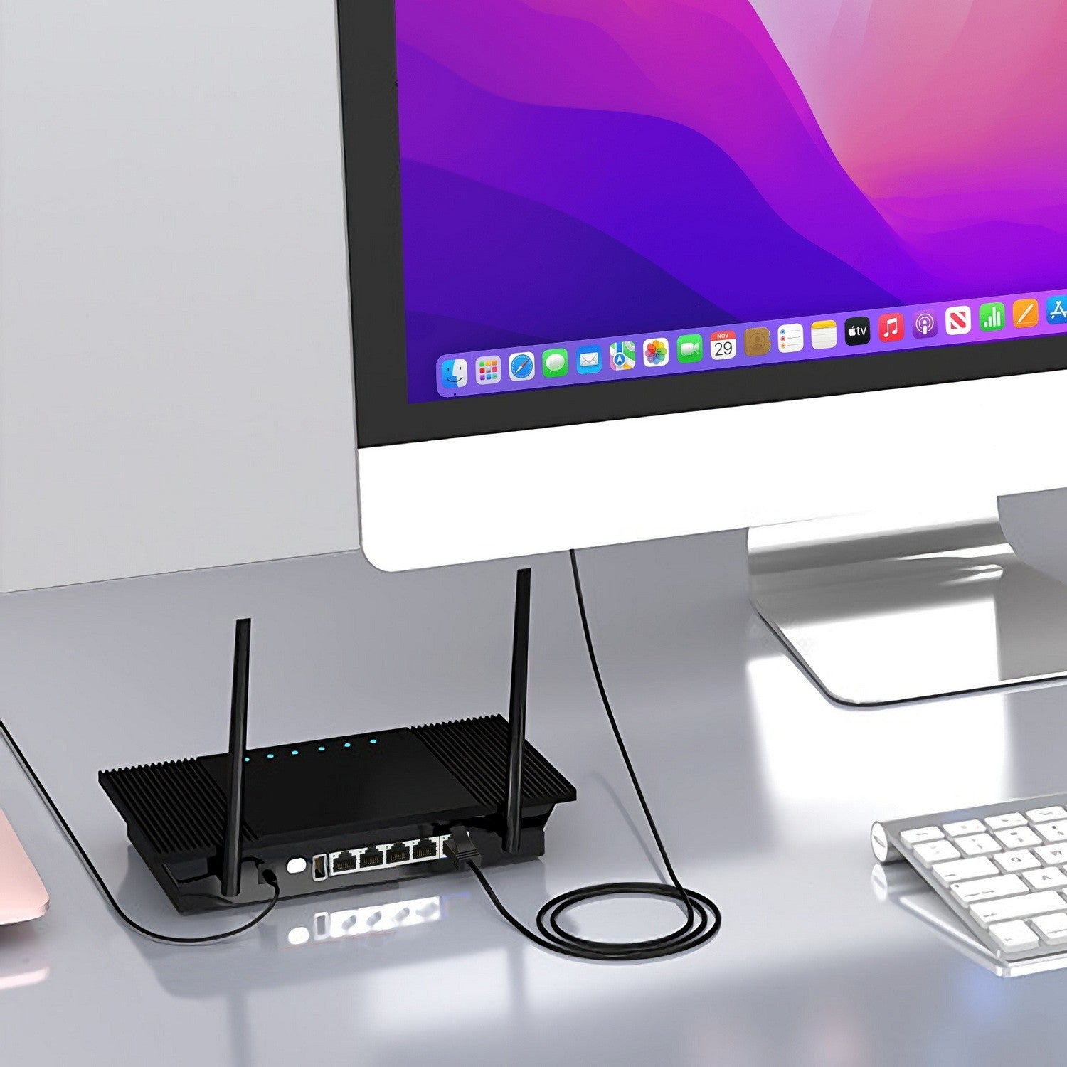 Simplecom Ultra Slim Flexible Cat6A Ethernet Cable, 10Gbps, 10 Meter