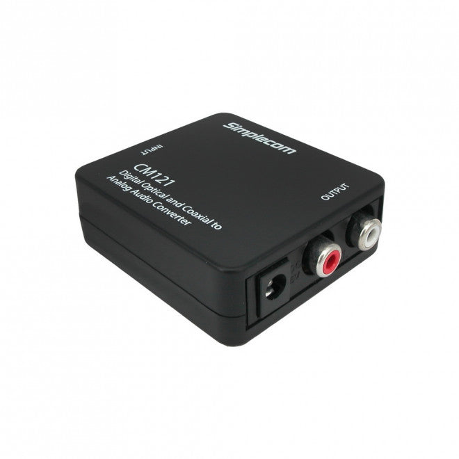 Simplecom CM121 Digital Optical Toslink and Coaxial to Analog RCA Audio Converter - CM121