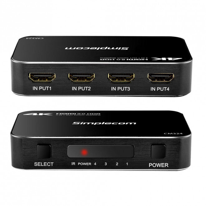Simplecom 4K HDMI 2.0 Switch | 4 In 1 Out | 60Hz HDR for Gaming