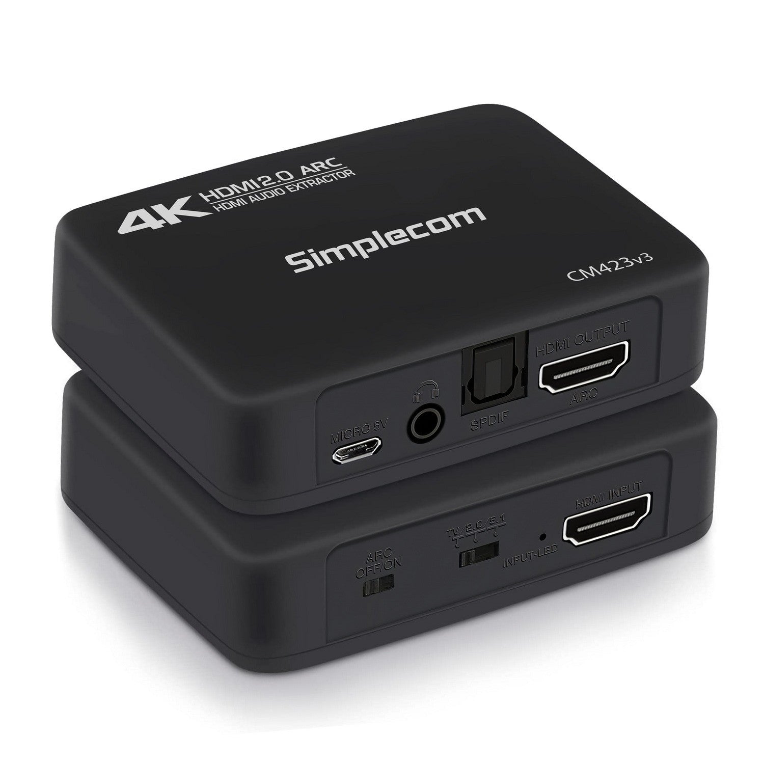 Simplecom 4K HDMI Audio Extractor | Optical SPDIF & 3.5mm Stereo with ARC
