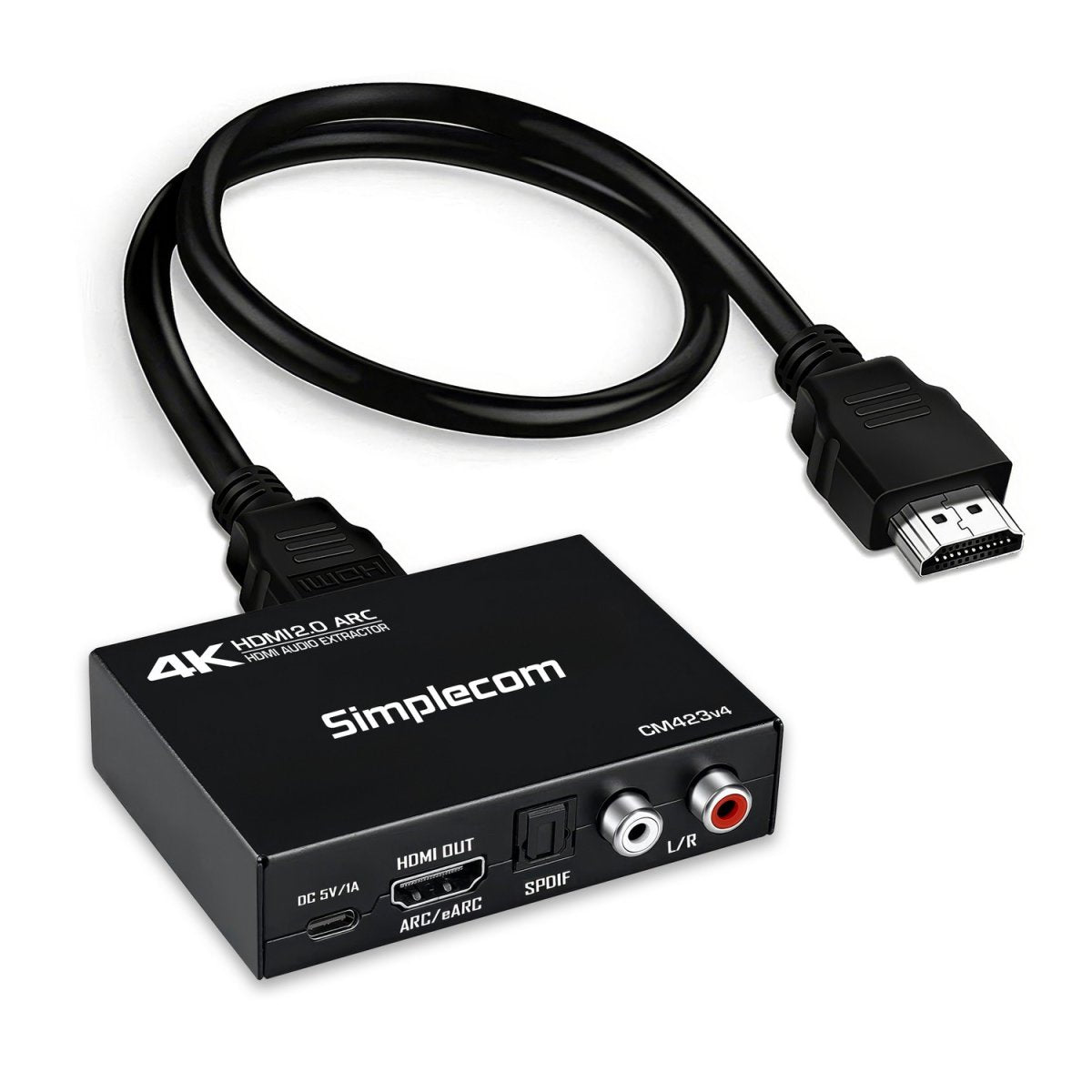 Simplecom CM423v4 HDMI 2.0 Audio Extractor Dual-Mode with ARC/eARC Optical SPDIF 2RCA 3.5mm Stereo 4 - CM423v4