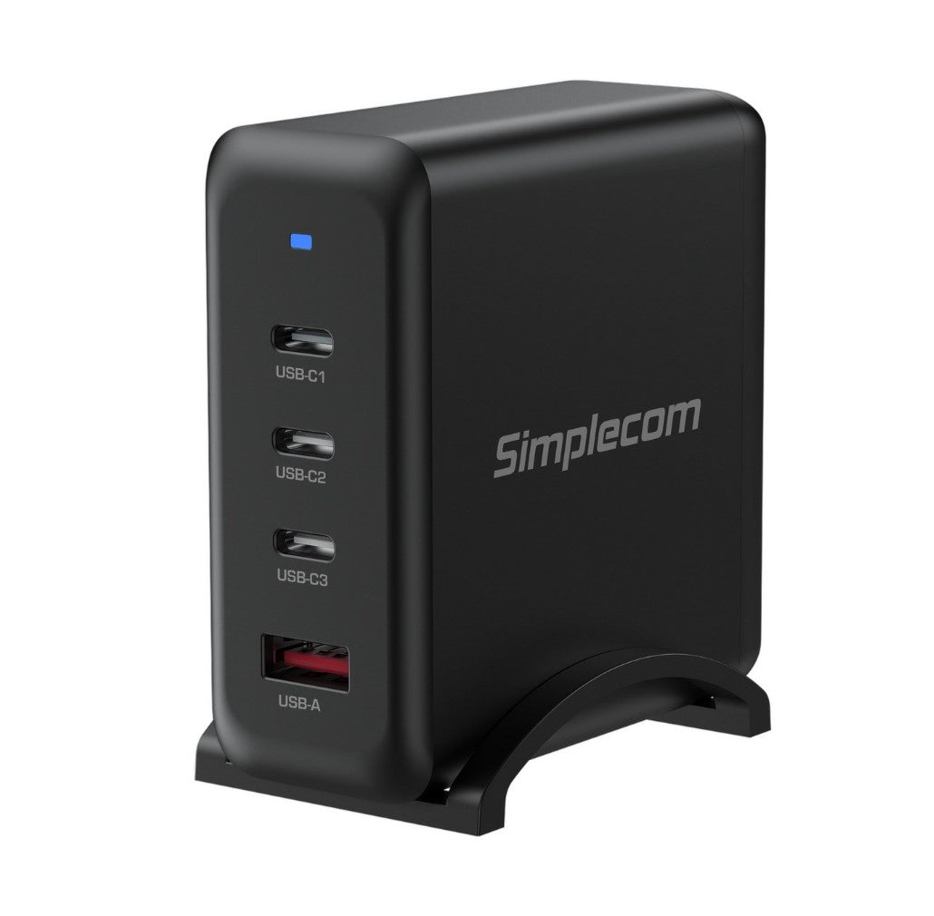 Simplecom 4-Port PD 100W GaN Fast Charger 3xUSB-C + USB-A for Phone Tablet Laptop - Simplecom CU400