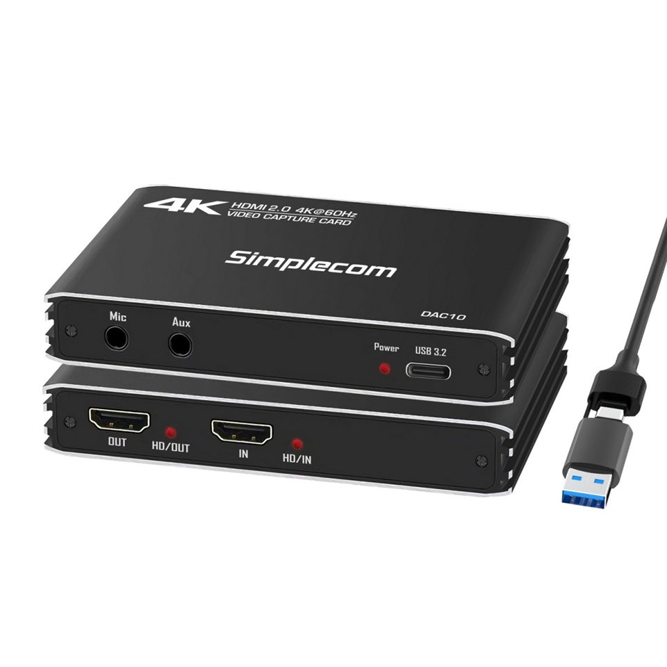 Simplecom DAC10 4K 60FPS HDMI to USB Capture Card for Gamers & Streamers