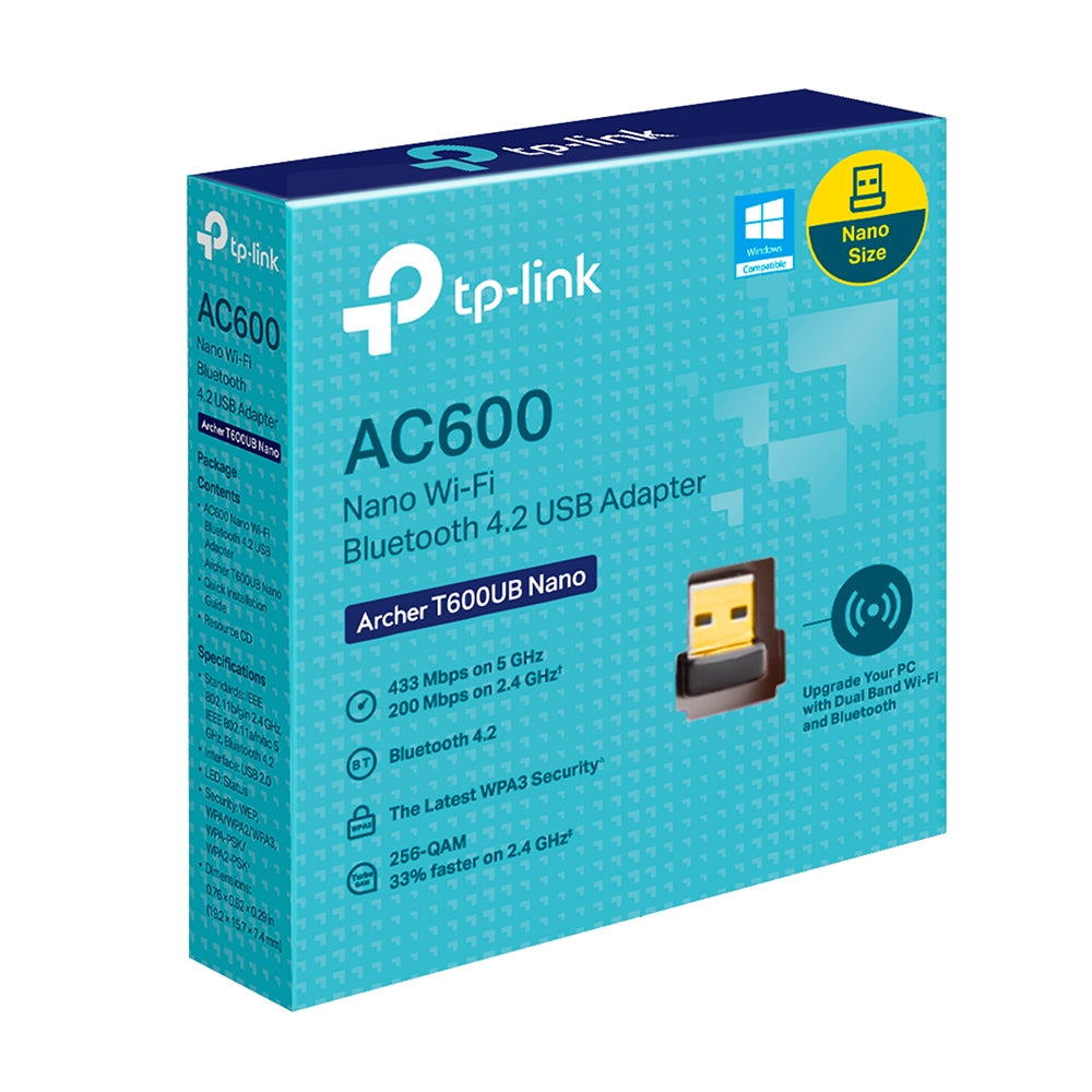 TP-Link Archer T600UB Nano AC600 Nano Wi-Fi Bluetooth USB Adapter, Up to 600Mbps speeds with 200Mbps @2.4GHz