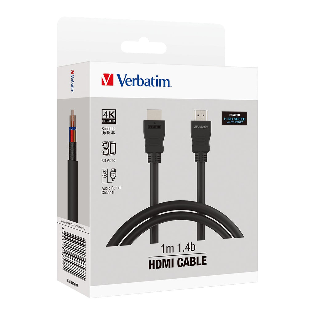 Verbatim 1m Black 4K HDMI Cable with Ethernet & ARC