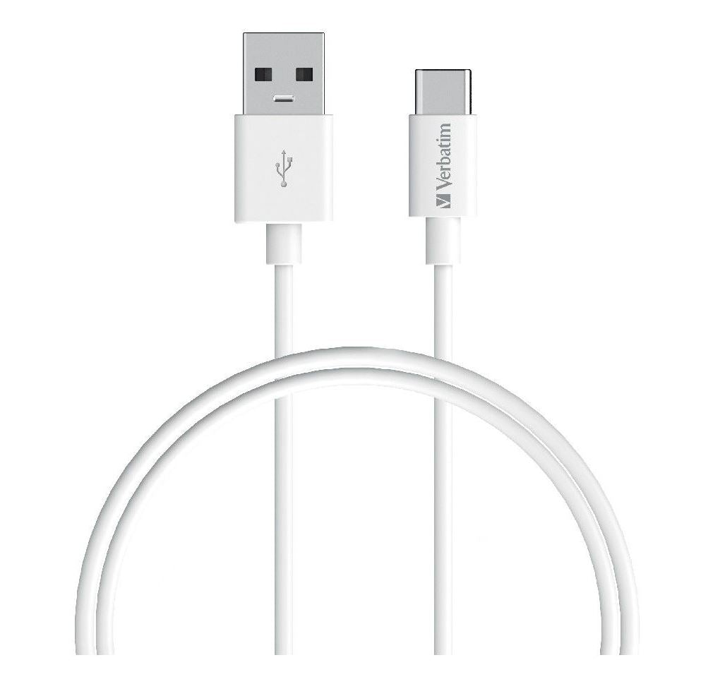 White Verbatim 1m USB-C fast charge and sync cable