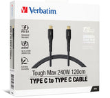 Verbatim 240W USB-C to USB-C fast charging cable, Kevlar reinforced