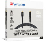 240W USB-C to USB-C Cable | PD 3.1 Fast Charging & Durable 2M Verbatim