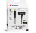 Verbatim 2-in-1 USB-C & Lightning Fast Charging Kevlar Cable 120cm Black