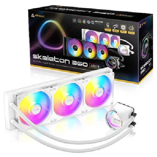 Antec Skeleton 360 ARGB-WHITE, All-in-One Liquid Cooler, 360mm, PWM ARGB fans, 2000RPM, 72.29CFM, ≤32dB, Intel