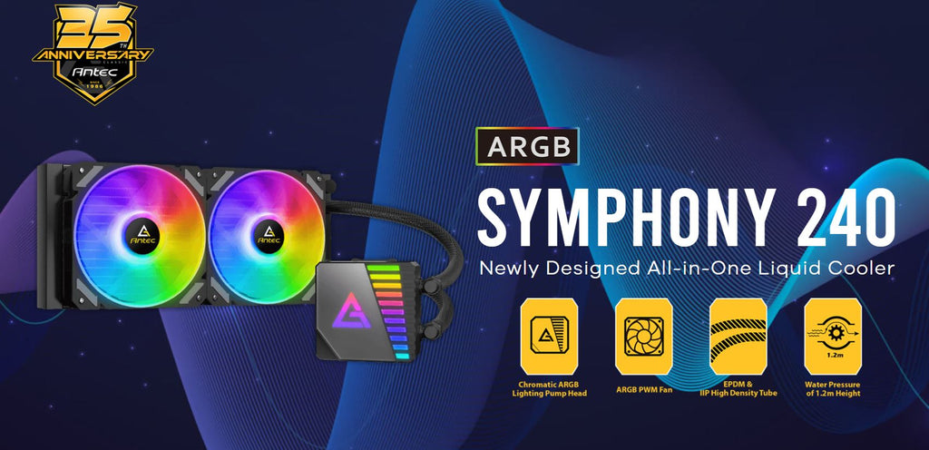 Symphony ARGB AIO Liquid CPU Cooler - Mirror RGB & Quiet Cooling Antec