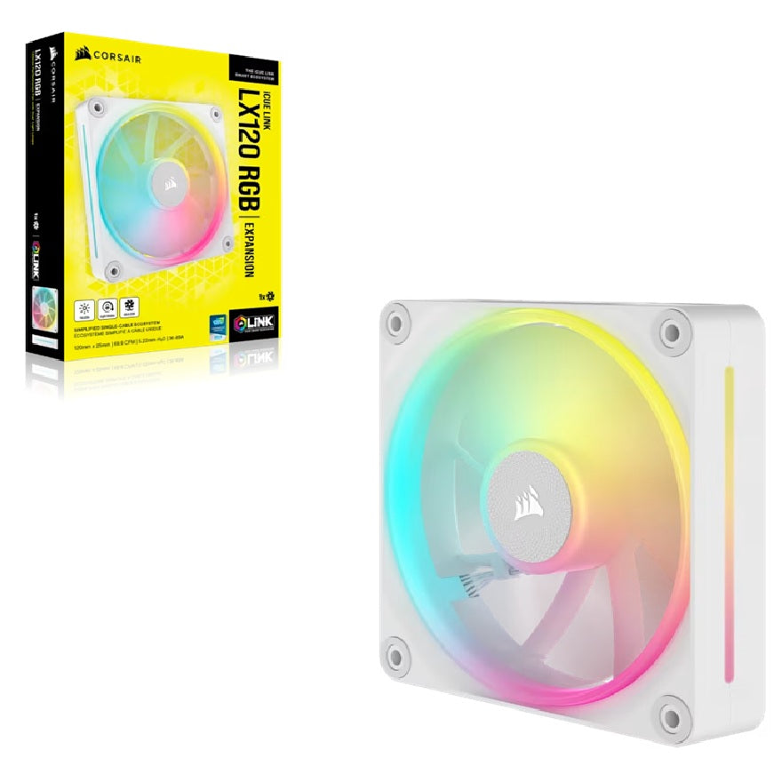 Corsair iCUE LINK LX120 RGB 120mm White PC Fan - Single Pack Corsair