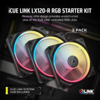 Corsair LX120-R RGB 120mm PWM Reverse PC Fans - Triple Pack Black