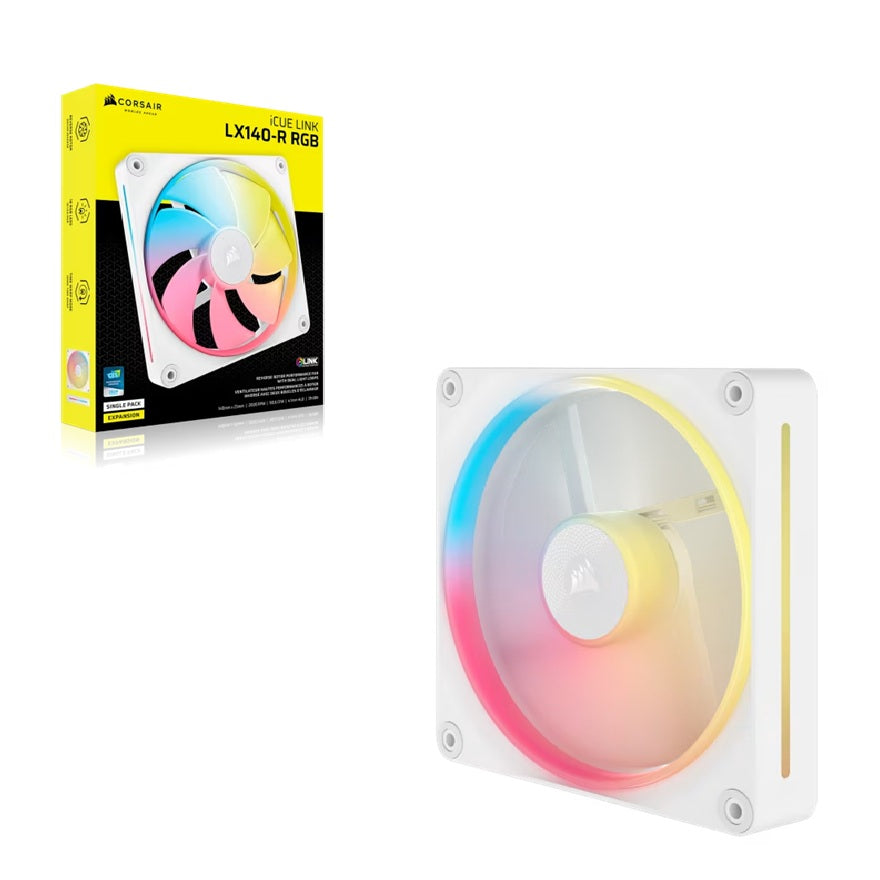 Corsair LX140-R RGB 140mm Reverse Fan - White, iCUE LINK Single Pack Corsair