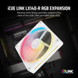 Corsair LX140-R RGB 140mm Reverse Fan - White, iCUE LINK Single Pack Corsair