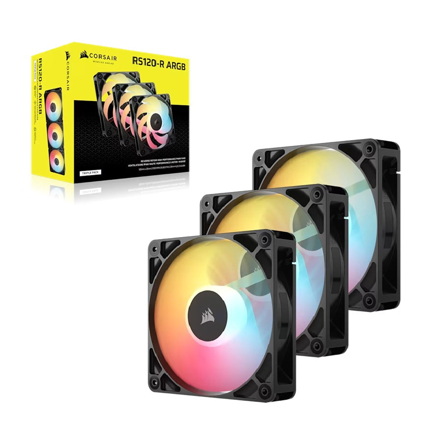 Corsair RS120-R ARGB 120mm Reverse Intake Fans - Triple Pack Black Corsair