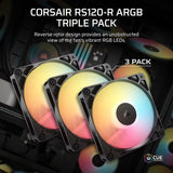 Corsair RS120-R ARGB 120mm Reverse Intake Fans - Triple Pack Black Corsair