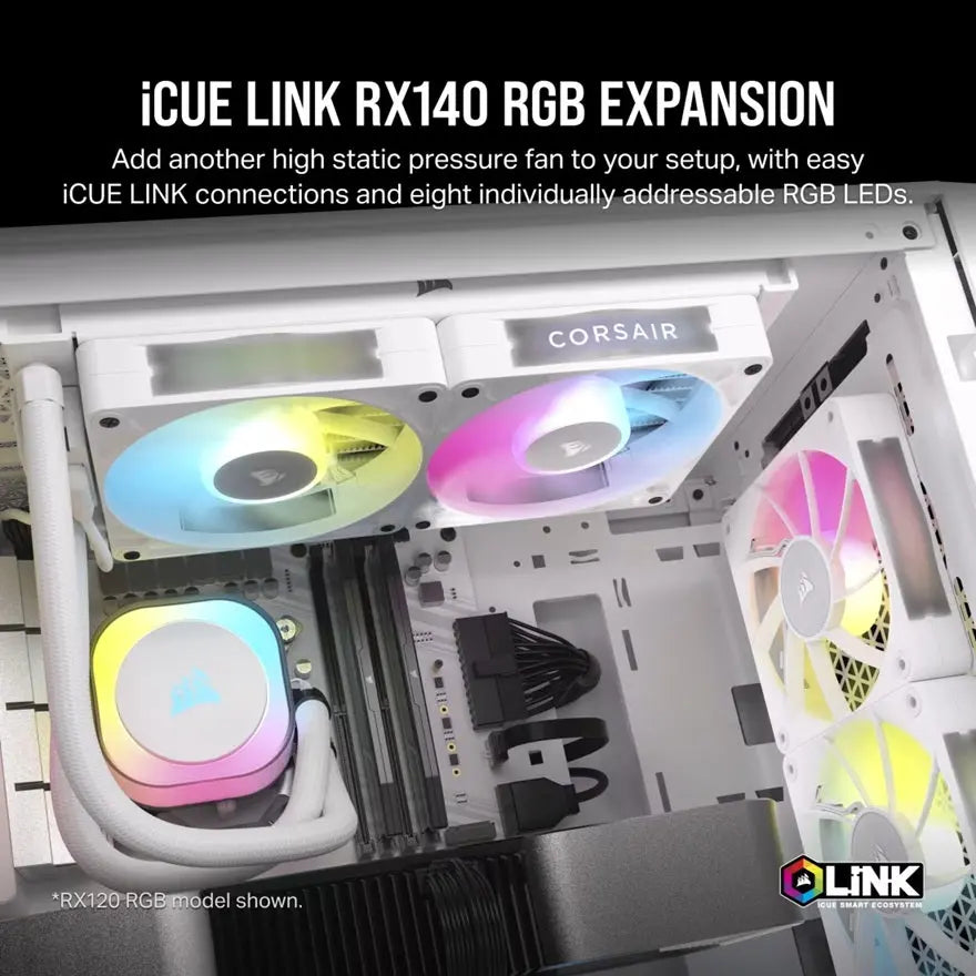 CORSAIR RX140 RGB 140mm PWM Fan - White (iCUE LINK) Corsair