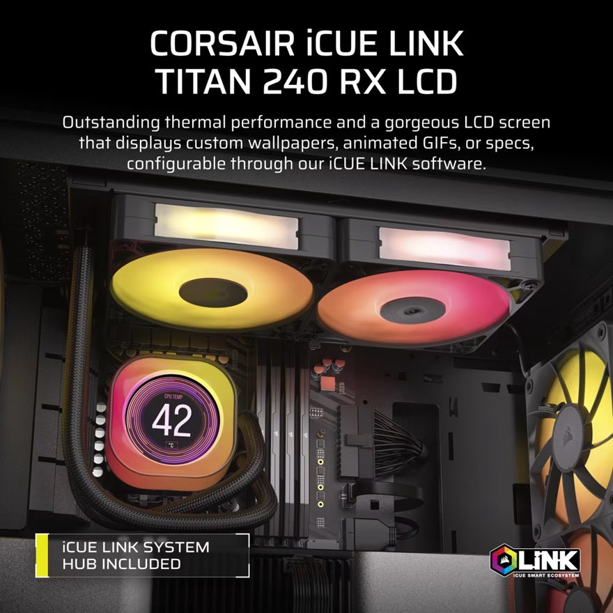 Corsair iCUE LINK TITAN 240 RX LCD Liquid CPU Cooler Corsair