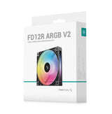 DeepCool FD12R ARGB V2 120mm Integral Blade Silent Ring Reverse-Blade Fan, 4-Pin PWM, 3-Pin 5V ARGB, Hydro Bea