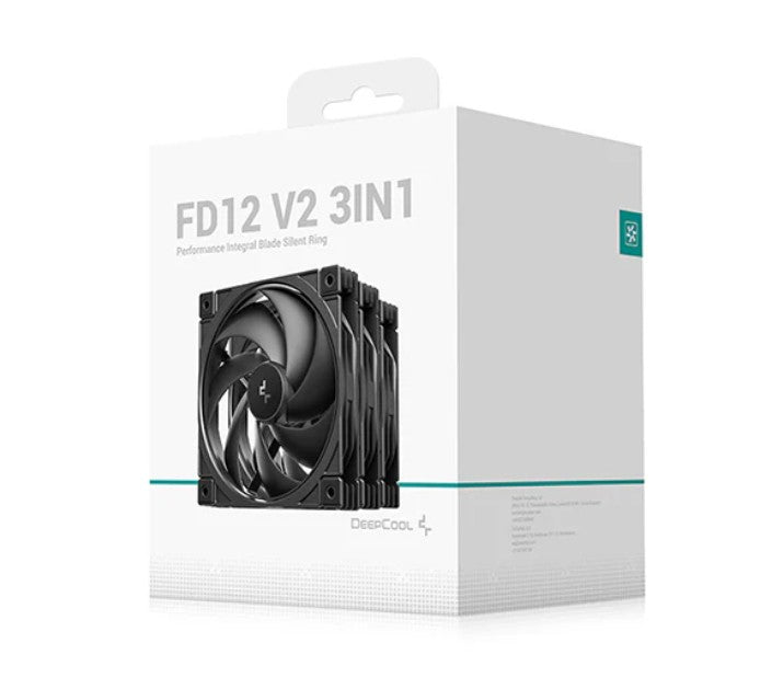 DeepCool FD12 V2 3IN1 120mm Performance Integral Blade Silent Ring Case Fans, 4-pin PWM, 500~2500 RPM, Hydro B