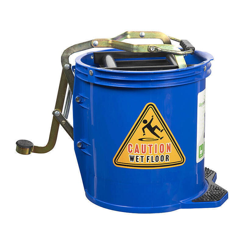 Cleanlink Heavy Duty 16L Blue Mop Bucket with Metal Wringer Cleanlink