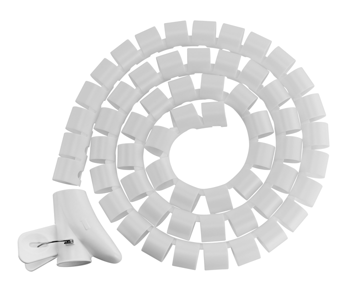 White Flexible Cable Management Sleeve - Easy Cord Organizer & Protector Brateck
