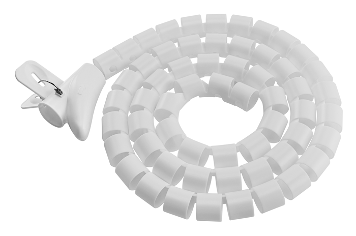 White Flexible Cable Management Sleeve - Easy Cord Organizer & Protector Brateck