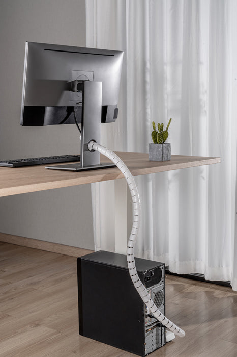 White Flexible Cable Management Sleeve - Easy Cord Organizer & Protector Brateck