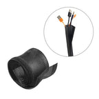 Brateck Flexible Black Cable Wrap Sleeve - Hook & Loop Organizer Brateck