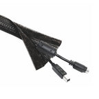 Brateck Flexible Black Cable Wrap Sleeve - Hook & Loop Organizer Brateck