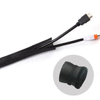 Brateck Flexible Black Cable Wrap Sleeve - Hook & Loop Organizer Brateck