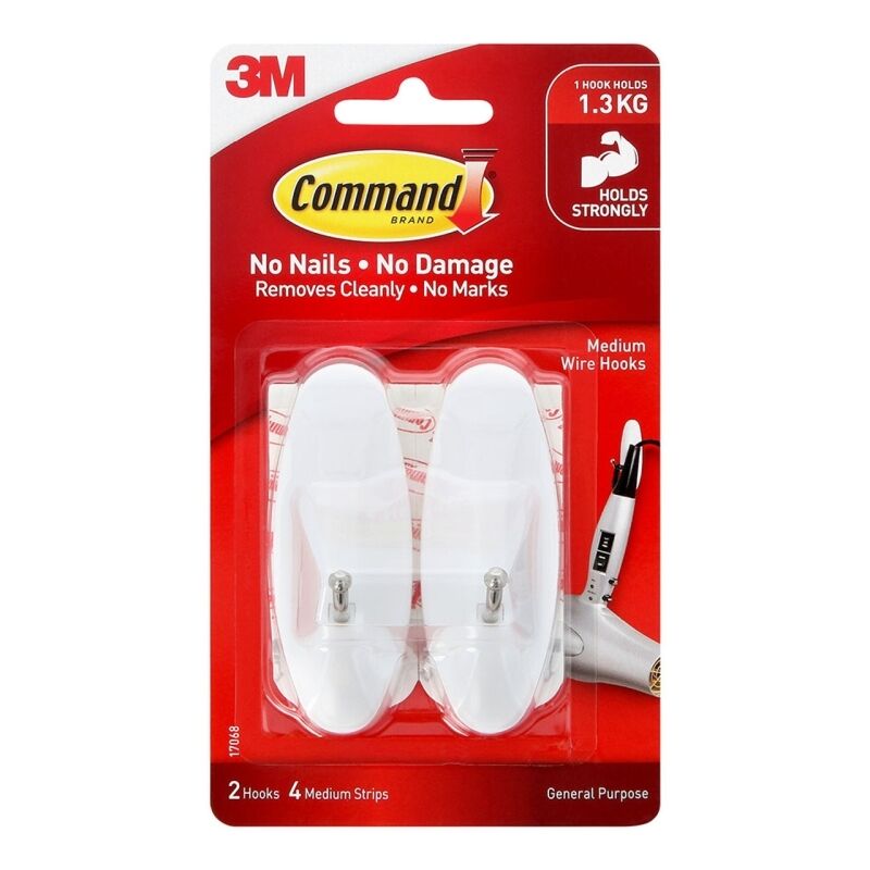 Command Medium Wire Hooks - Damage-Free Wall Hangers (Pack of 8) Command