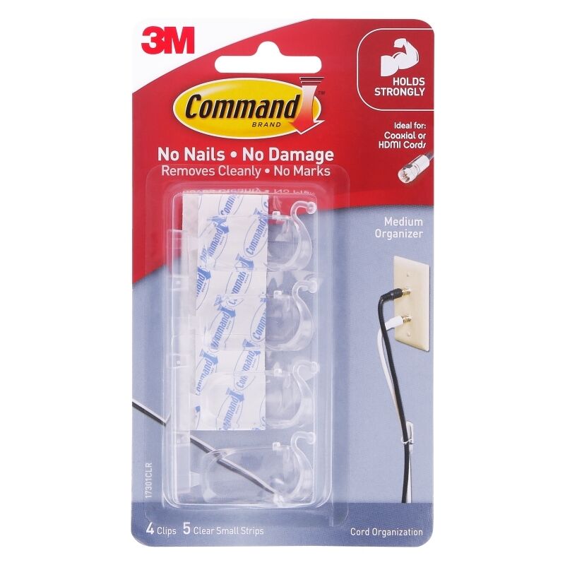 Command Medium Cord Clips - 24 Pack for Cable Organization Command